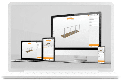 Balustradedesign online configurator on laptop, tablet and smartphone – easily design and price your glass balustrade system